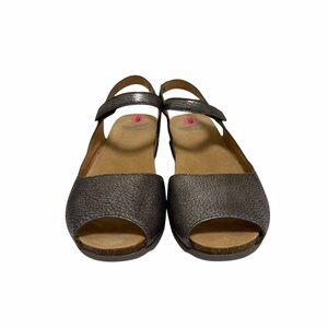 Dansko Pebbled Metallic Silver Leather Sandals